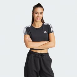 Koszulka Essentials 3-Stripes. Białe bluzki Adidas, l, bez wzorów, eleganckie, bez kołnierzyka, bez ramiączek. Za 89.99 zł.