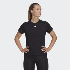 Koszulka treningowa damska adidas AEROREADY Essentials. Czarne bluzki Adidas, xs, bez wzorów, z materiału, sportowe, bez kołnierzyka, bez ramiączek. Za 126.70 zł.