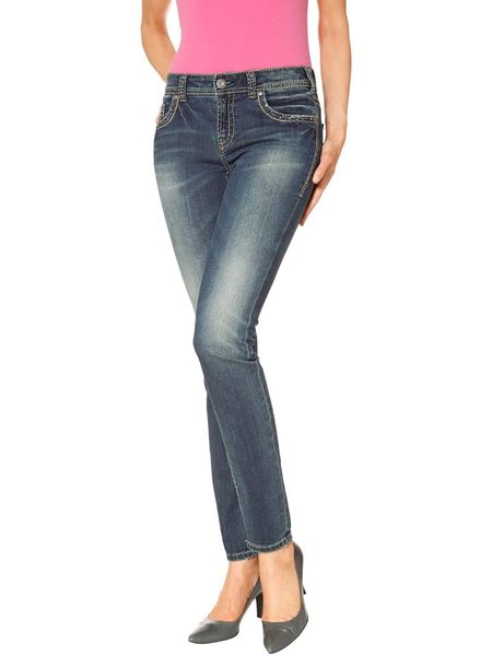 Heine Dżinsy - Regular fit - w kolorze niebieskim rozmiar: 34. Niebieskie jeansy Heine, bez wzorów. Za 144.95 zł.
