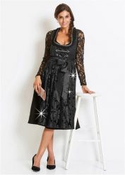 Sukienka w ludowym stylu + fartuch (kompl. 2-częściowy). Czarne sukienki bonprix, bez wzorów, bez kołnierzyka, bez ramiączek. Za 669.99 zł.