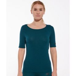 Koszulka damska z krótkim rękawem Brubeck JOGA MERINO. Zielone bluzki Brubeck, bez wzorów, sportowe, bez kołnierzyka, bez ramiączek. Za 199.99 zł.