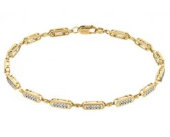 Bransoletka z żółtego złota z diamentami - 18 cm - 0,28 ct - próba 585. Żółte bransoletki Apart, z diamentem, złote. Za 7,490.00 zł.