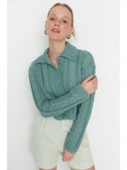 Trendyol Kardigan w kolorze miętowym rozmiar: S. Niebieskie kardigany Trendyol, s, bez wzorów, ze splotem. Za 83.03 zł.