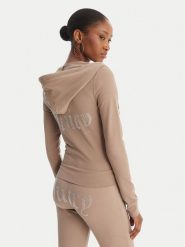 Juicy Couture Bluza Oola JCWAS126306 Beżowy Slim Fit. Brązowe bluzy Juicy Couture, m, bez wzorów, z bawełny, bez kaptura. Za 419.99 zł.