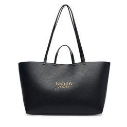 Torebka Tommy Jeans. Czarne shopper Tommy Jeans, bez wzorów, z jeansu, bez dodatków. Za 449.99 zł.