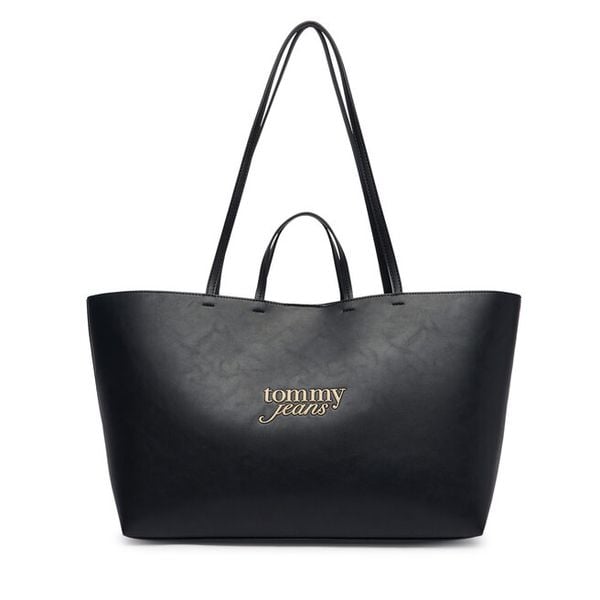 Torebka Tommy Jeans. Czarne shopper Tommy Jeans, bez wzorów, z jeansu, bez dodatków. Za 449.99 zł.