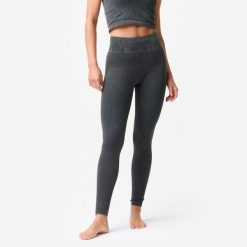 Legginsy do jogi i pilatesu damskie Domyos seamless. Szare legginsy DOMYOS, xs, bez wzorów, z elastanu. Za 129.99 zł.