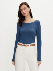 Tommy Hilfiger Bluzka WW0WW38869 Niebieski Slim Fit. Niebieskie bluzki TOMMY HILFIGER, m, bez wzorów, z wiskozy, bez kołnierzyka, bez ramiączek. Za 179.99 zł.