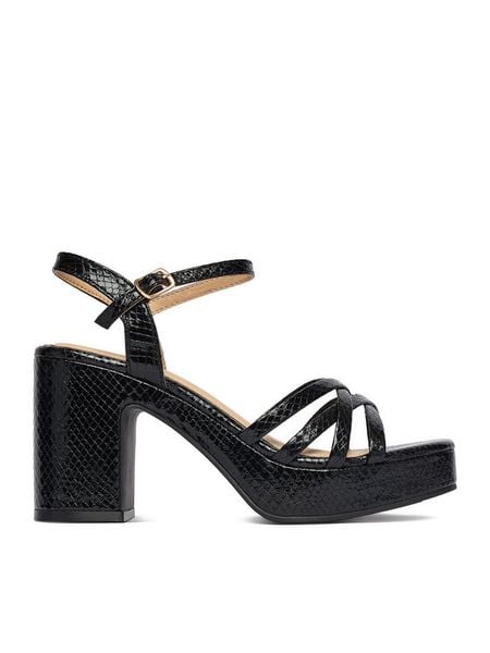 DeeZee Sandały CEO-LCCC1511-1 Czarny. Czarne sandały DeeZee, bez wzorów, z materiału, bez obcasa, na słupku, bez zapięcia. Za 139.99 zł.