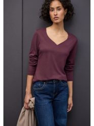 Street One Koszulka w kolorze fioletowym rozmiar: 40. Różowe bluzki Street One, bez wzorów, z bawełny, street, bez kołnierzyka, bez ramiączek. Za 82.83 zł.