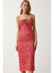 Happiness Istanbul Sukienka w kolorze czerwono-białym rozmiar: 36. Czerwone sukienki Happiness Istanbul, bez wzorów, bez kołnierzyka, bez ramiączek, midi. Za 60.99 zł.