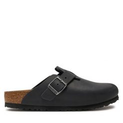 Klapki Birkenstock. Czarne klapki Birkenstock, bez wzorów, bez obcasa. Za 509.99 zł.