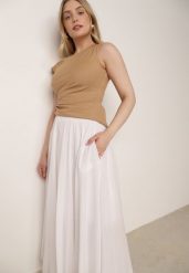 Biała Spódnica Bawełniana o Rozkloszowanym Kroju z Kieszeniami Nephise. Białe spódnice Born2be, do pracy, uniwersalny, bez wzorów, z bawełny, biznesowe, maxi, dopasowane. Za 149.99 zł.