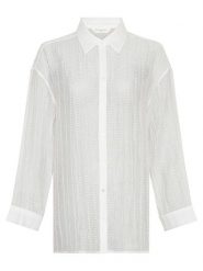 MOSS COPENHAGEN Bluzka w kolorze białym rozmiar: M/L. Białe bluzki Moss Copenhagen, l, bez wzorów, bez kołnierzyka, bez ramiączek. Za 136.45 zł.