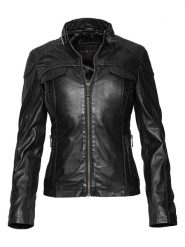 Bugatti Skórzana kurtka w kolorze czarnym rozmiar: 40. Czarne kurtki Bugatti, bez wzorów, z materiału, bez kaptura. Za 739.99 zł.