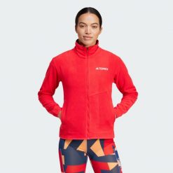 Bluza Terrex Multi Full-Zip Fleece. Czerwone bluzy Adidas, m, bez wzorów, z materiału, bez kaptura. Za 329.00 zł.