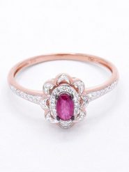 Maison héritage PARIS Złoty pierścionek "Hasna" z diamentami i rubinem rozmiar: 56. Różowe pierścionki Maison héritage PARIS, z diamentem, złote. Za 1,935.99 zł.