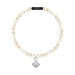 Bransoletka z kamieni biały turkus z okrągłą koniczyną. Białe bransoletki Lilou, z turkusem, ze stali. Za 237.00 zł.