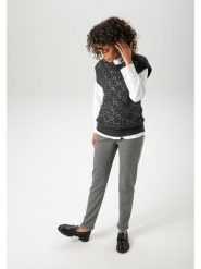 Aniston Bezrękawnik w kolorze czarnym rozmiar: 38. Czarne swetry Aniston, bez wzorów, ze splotem, bez ramiączek. Za 65.07 zł.