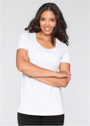 T-shirt ciążowy i do karmienia, 2 w 1 (2 szt.). Niebieskie t-shirty bonprix, bez wzorów, z dżerseju, bez kołnierzyka, bez ramiączek. Za 134.99 zł.