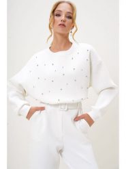 Happiness Istanbul Bluza w kolorze białym rozmiar: L/XL. Białe bluzy Happiness Istanbul, l, bez wzorów, bez kaptura. Za 88.02 zł.