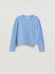 Wełniany kardigan - jasnoniebieski. Niebieskie kardigany Reserved, l, bez wzorów, z wełny. Za 219.99 zł.