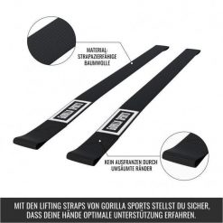 Paski do podnoszenia ciężarów Gorilla Sports 2 sztuki. Czarne paski GORILLA SPORTS, bez wzorów, sportowe. Za 29.99 zł.