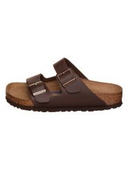 Birkenstock Klapki "Arizona" w kolorze brązowym rozmiar: 38. Brązowe klapki Birkenstock, bez wzorów, z otwartym noskiem, bez obcasa. Za 371.59 zł.