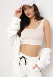 Jasnoróżowy Top z Bawełny o Krótkim Kroju Nusoviel. Czerwone topy Born2be, l, z aplikacjami, z bawełny, bez kołnierzyka, bez ramiączek. Za 19.99 zł.
