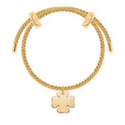 Bransoletka Liana w kolorze złotym ze złotą nitką z zawieszką w kształcie koniczynki. Żółte bransoletki Lilou, pozłacane. Za 278.00 zł.