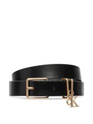 Calvin Klein Pasek Logo Charm Belt LV04F7086G Czarny. Czarne paski Calvin Klein, bez wzorów, ze skóry. Za 249.99 zł.