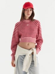 Tommy Jeans Sweter Badge DW0DW21677 Różowy Regular Fit. Czerwone swetry Tommy Jeans, l, bez wzorów, z jeansu, bez ramiączek. Za 389.99 zł.