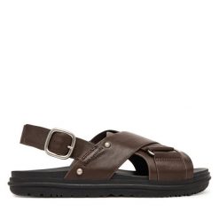 Sandały EMU Australia. Brązowe sandały EMU Australia, bez wzorów, bez obcasa, na płaskiej podeszwie, bez zapięcia. Za 469.99 zł.