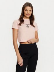 Guess T-Shirt V4YI20 KCDH1 Różowy Boxy Fit. Czerwone t-shirty Guess, l, z aplikacjami, z bawełny, bez kołnierzyka, bez ramiączek. Za 99.99 zł.