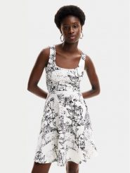 Desigual Sukienka letnia Tually 24SWVK09 Biały Regular Fit. Białe sukienki Desigual, na lato, xl, bez wzorów, z wiskozy, bez kołnierzyka, bez ramiączek. Za 599.99 zł.