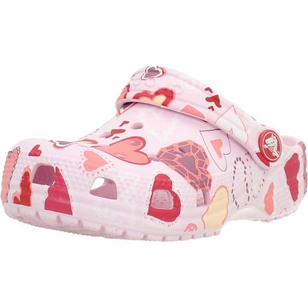 Sandały CROCS CLASSIC VDAY CLOG K Rose. Czerwone sandały Crocs, bez wzorów, z syntetyku, bez obcasa, bez zapięcia. Za 188.99 zł.