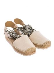 Michael Kors Skórzane espadryle w kolorze kremowym rozmiar: 38,5. Brązowe espadryle Michael Kors, bez wzorów, z materiału, bez obcasa, bez zapięcia. Za 339.00 zł.
