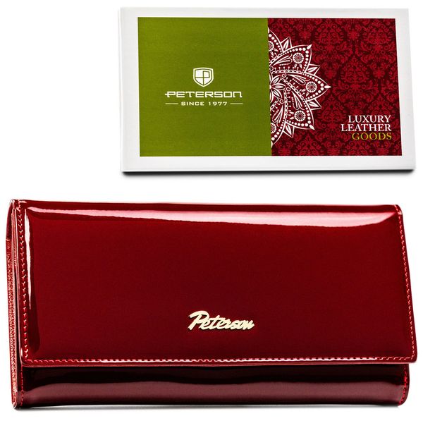 Portfel damski Peterson PTN BC-42122 czerwony. Czerwone portfele Peterson, bez wzorów, ze skóry. Za 114.99 zł.