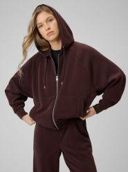 4F Bluza dresowa regular z modalem damska - brązowa L. Brązowe bluzy 4f, l, bez wzorów, z dresówki, z kapturem. W wyprzedaży za 139.99 zł.