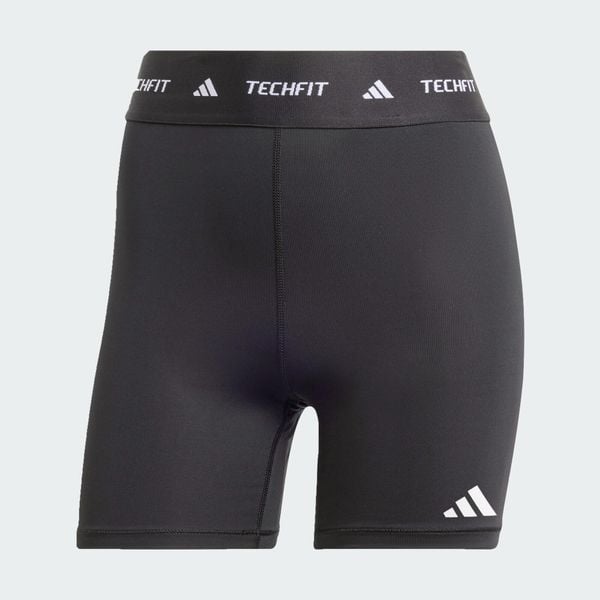 Krótkie legginsy TECHFIT. Czarne legginsy Adidas, l, bez wzorów, z elastanu, z podwyższonym stanem, krótkie. Za 119.00 zł.