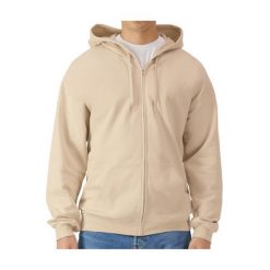 Bluza z kapturem i zamkiem błyskawicznym Gildan. Białe bluzy GILDAN, s, bez wzorów, z dżerseju, z kapturem. Za 198.85 zł.