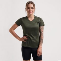 Koszulka Rogelli Promo. Zielone koszulki sportowe Rogelli, bez wzorów, bez ramiączek. Za 66.30 zł.