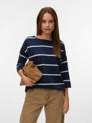 Vero Moda Bluzka w kolorze granatowym rozmiar: M. Niebieskie bluzki Vero Moda, m, bez wzorów, z bawełny, bez kołnierzyka, bez ramiączek. Za 65.54 zł.