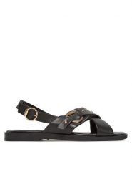 MEXX Sandały MX/025C-EST Czarny. Czarne sandały Mexx, bez wzorów, ze skóry, bez obcasa, na płaskiej podeszwie, bez zapięcia. Za 229.99 zł.