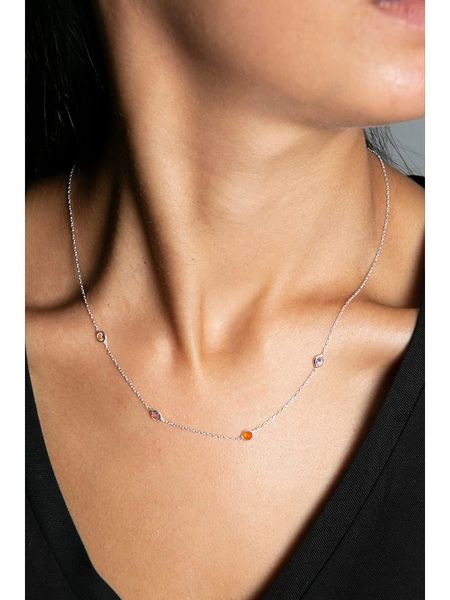 Lodie Silver Srebrny naszyjnik z elementami ozdobnymi - dł. 42 cm rozmiar: onesize. Szare naszyjniki Lodie Silver, z cyrkonią, srebrne. Za 91.12 zł.