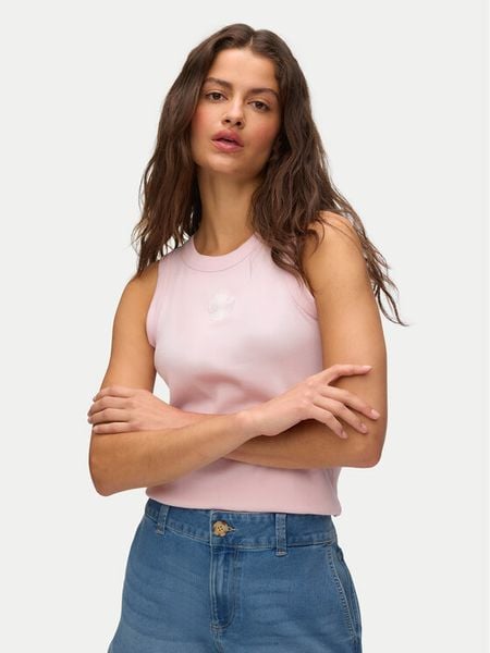 Vero Moda Top Nira 10341982 Różowy jasny Slim Fit. Czerwone topy Vero Moda, xs, bez wzorów, z bawełny, bez kołnierzyka, bez ramiączek. Za 54.99 zł.