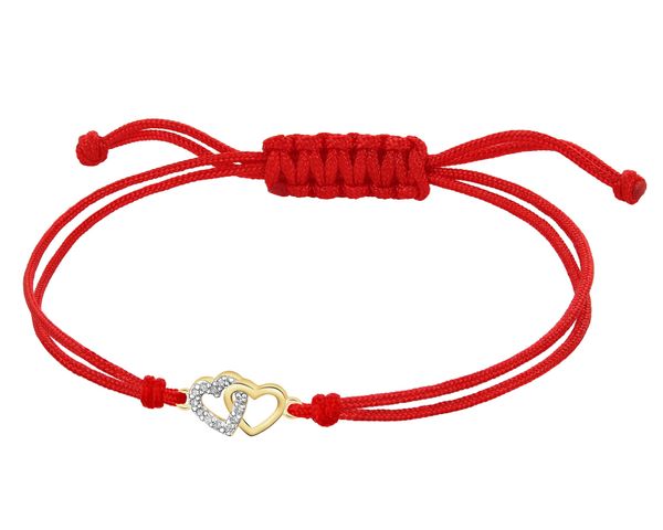 Bransoletka z elementami żółtego złota z diamentami - serca - 0,03 ct - próba 375. Żółte bransoletki Apart, z diamentem, złote. Za 599.00 zł.