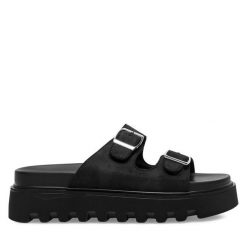 Klapki DeeZee. Czarne klapki DeeZee, bez wzorów, bez obcasa. Za 129.99 zł.