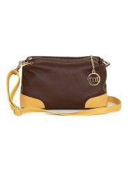 Mia Tomazzi Skórzana torebka "Condino" w kolorze ciemnobrązowo-żółtym - 25 x 15 x 10 cm rozmiar: onesize. Brązowe torby na ramię Mia Tomazzi, bez wzorów, z materiału, na ramię, bez dodatków. Za 173.99 zł.