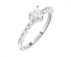 Pierścionek srebrny z cyrkoniami - serce. Szare pierścionki Apart, z cyrkonią, srebrne. Za 199.00 zł.